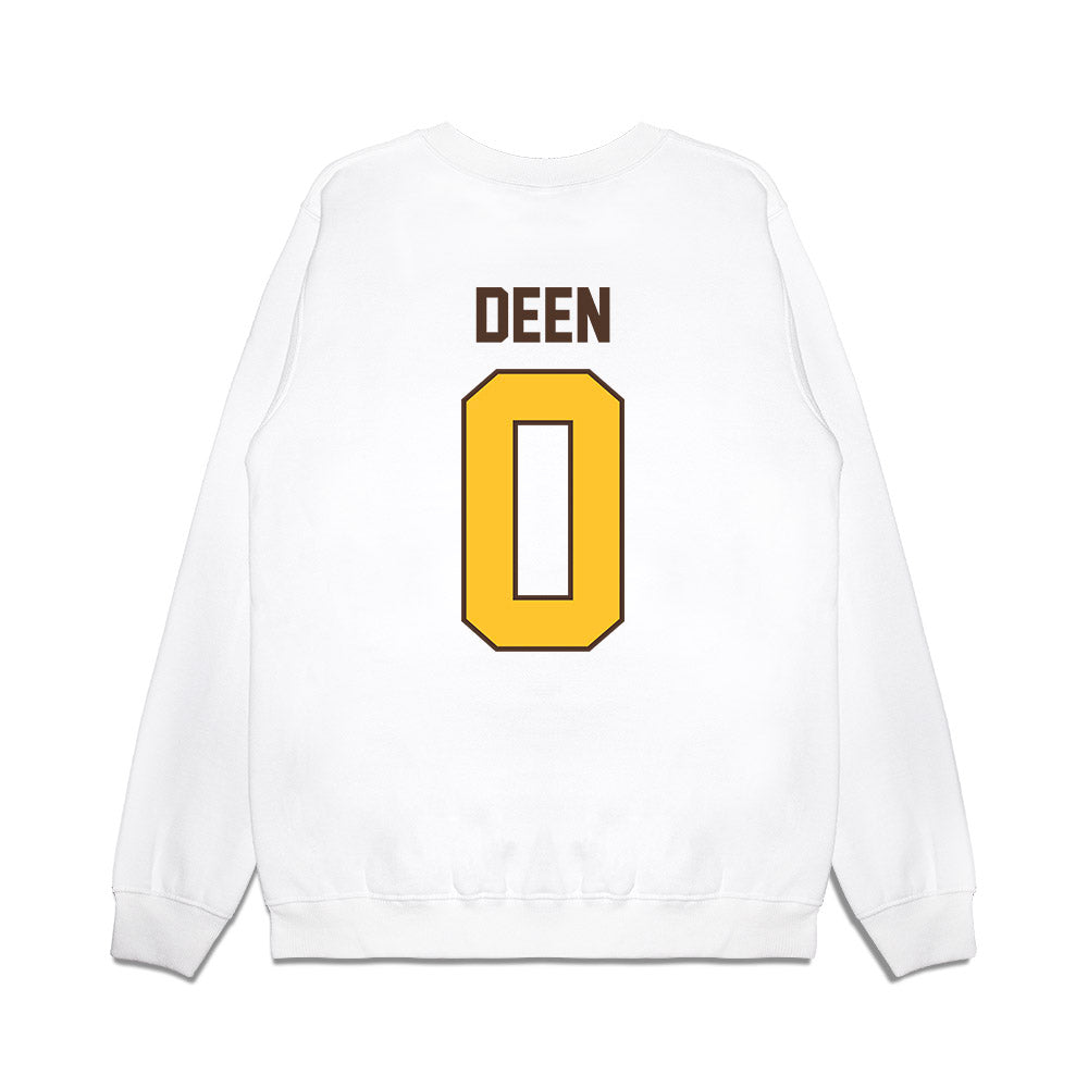 Wyoming - NCAA Football : Tyson Deen - Vintage Helmet Premium Crewneck Sweatshirt-1