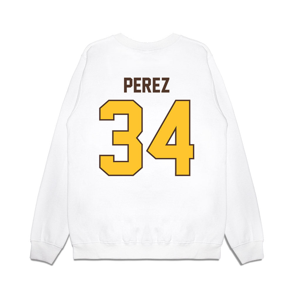 Wyoming - NCAA Football : Steven Perez - Vintage Helmet Premium Crewneck Sweatshirt-1
