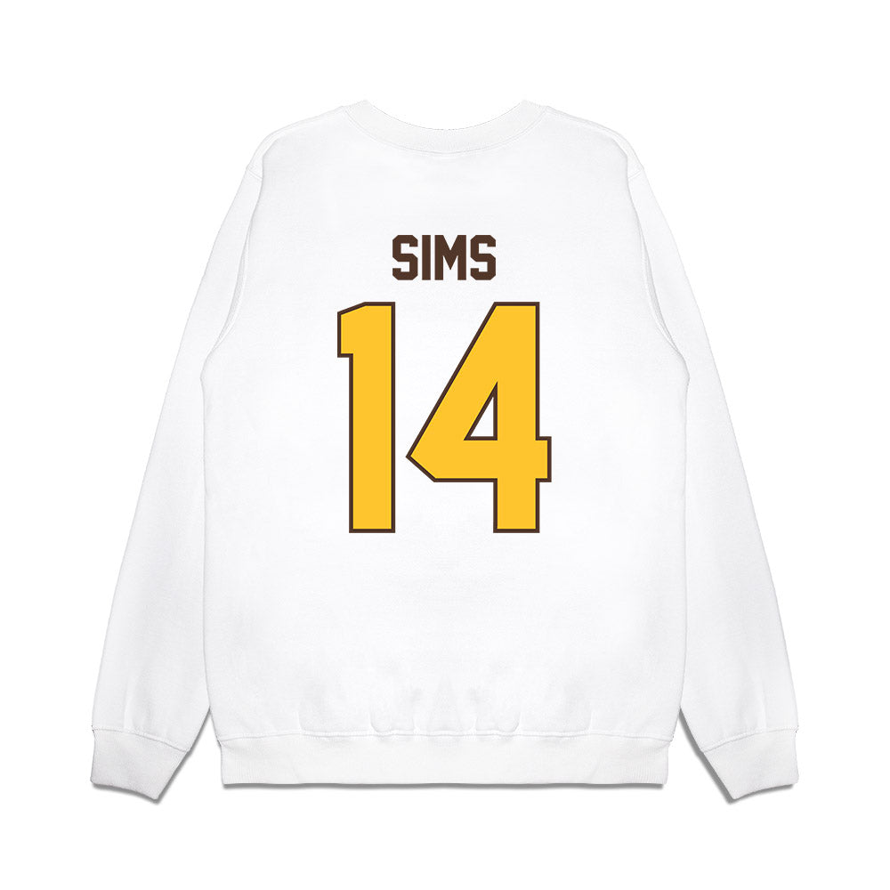 Wyoming - NCAA Football : Landon Sims - Vintage Helmet Premium Crewneck Sweatshirt-1