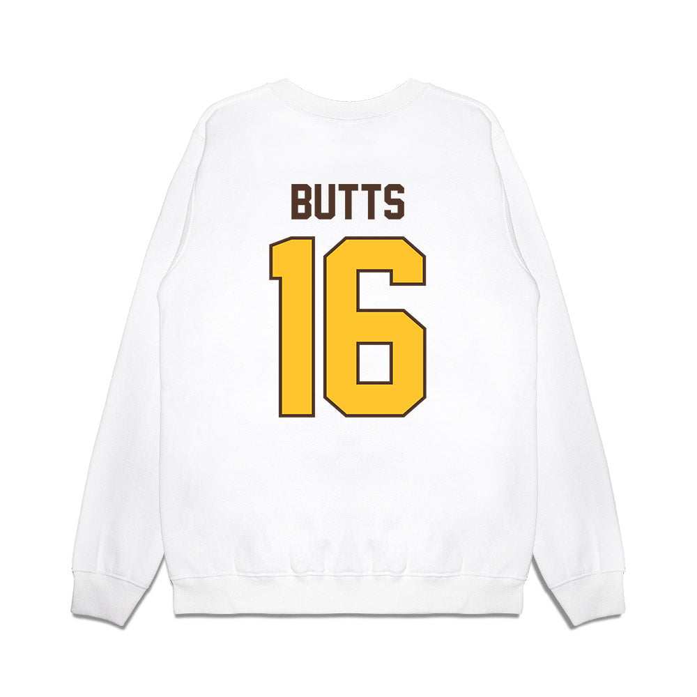 Wyoming - NCAA Football : Karson Butts - Vintage Helmet Premium Crewneck Sweatshirt-1