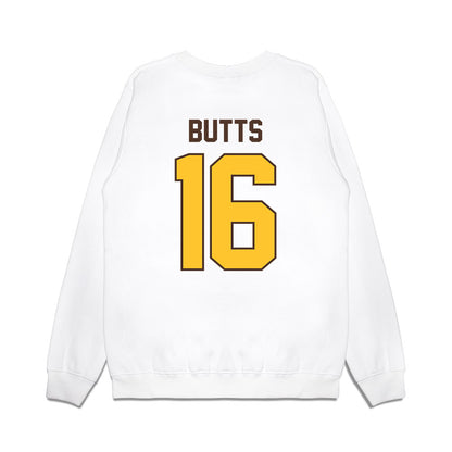 Wyoming - NCAA Football : Karson Butts - Vintage Helmet Premium Crewneck Sweatshirt-1