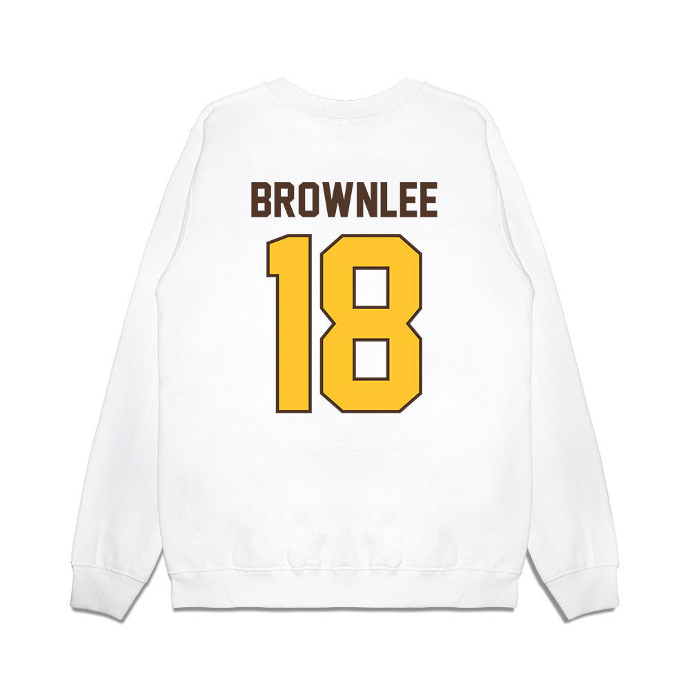 Wyoming - NCAA Football : Da'Marion Brownlee - Vintage Helmet Premium Crewneck Sweatshirt-1