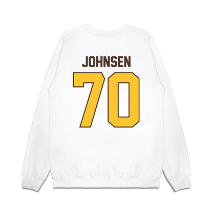 Wyoming - NCAA Football : Rex Johnsen - Vintage Helmet Premium Crewneck Sweatshirt-1