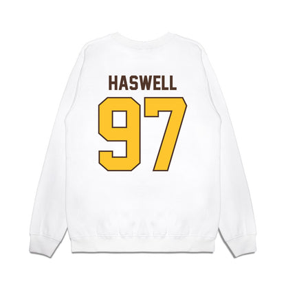 Wyoming - NCAA Football : Alexander Haswell - Vintage Helmet Premium Crewneck Sweatshirt-1