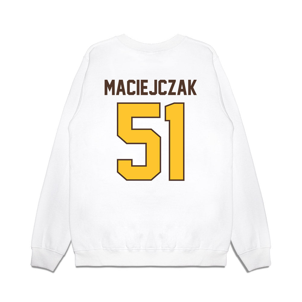 Wyoming - NCAA Football : Jason Maciejczak - Vintage Helmet Premium Crewneck Sweatshirt-1