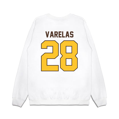 Wyoming - NCAA Football : Nikos Varelas - Vintage Helmet Premium Crewneck Sweatshirt-1