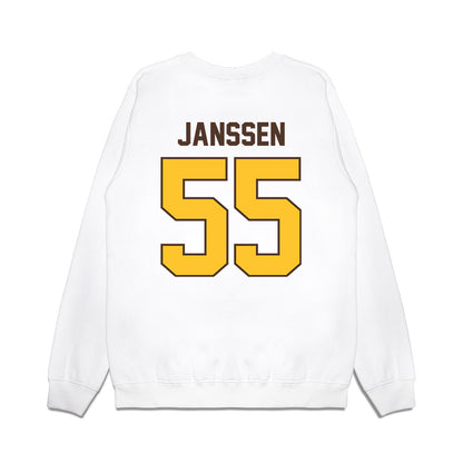 Wyoming - NCAA Football : Kalvin Janssen - Vintage Helmet Premium Crewneck Sweatshirt-1