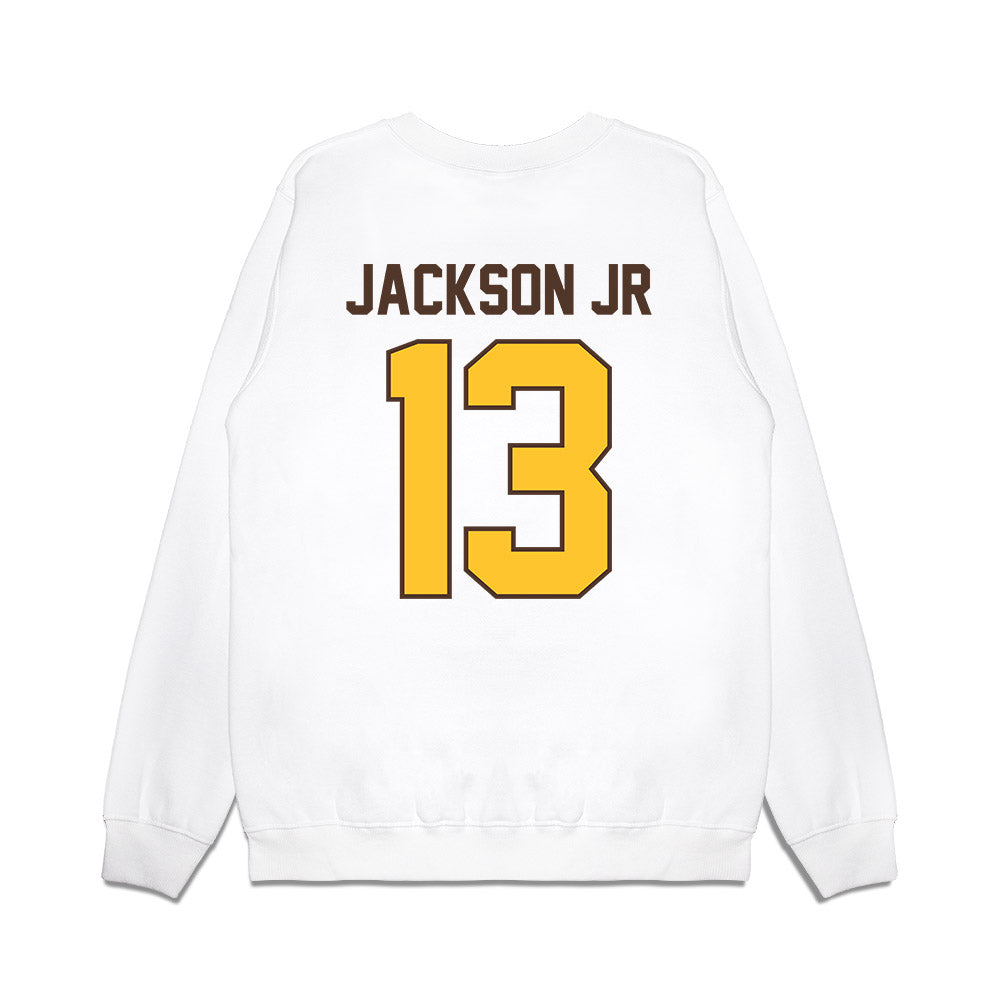 Wyoming - NCAA Football : Pierre Jackson Jr - Vintage Helmet Premium Crewneck Sweatshirt-1