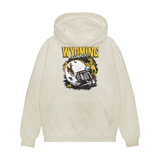 Wyoming - NCAA Football : Dante Bruley - Vintage Helmet Premium Hooded Sweatshirt-0