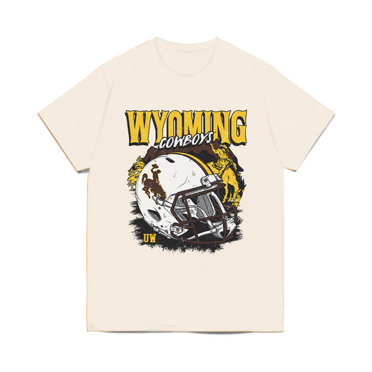 Wyoming - NCAA Football : Junus McGraw - Vintage Helmet Comfort Colors T-Shirt-0