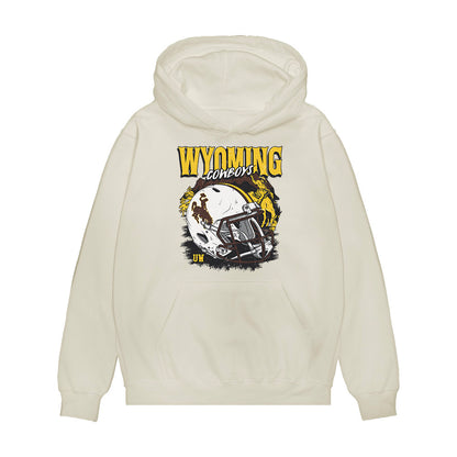 Wyoming - NCAA Football : Justin Popovich - Vintage Helmet Premium Hooded Sweatshirt-0
