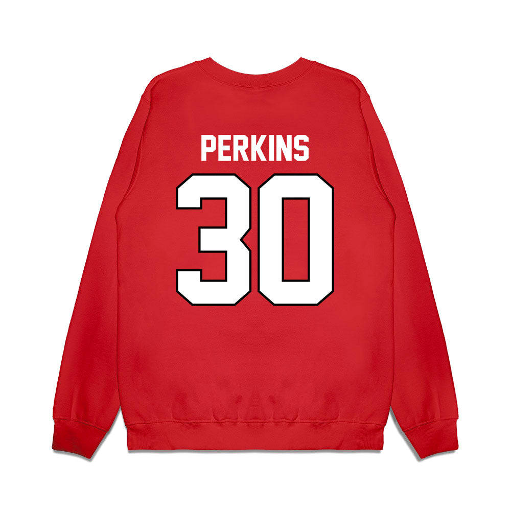 Wisconsin - NCAA Football : Charles Perkins - Vintage Helmet Premium Crewneck Sweatshirt-1