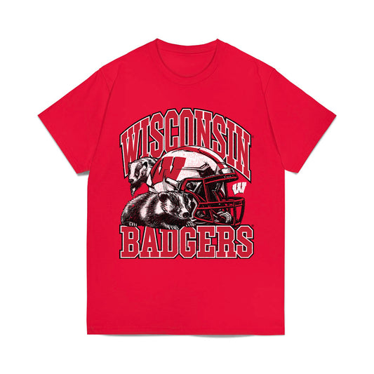 Wisconsin - NCAA Football : Eugene Hilton Jr - Vintage Helmet Comfort Colors T-Shirt-0