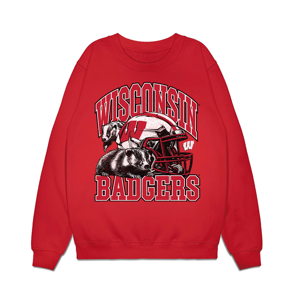 Wisconsin - NCAA Football : Eric Fletcher - Vintage Helmet Premium Crewneck Sweatshirt-0