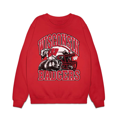 Wisconsin - NCAA Football : Eric Fletcher - Vintage Helmet Premium Crewneck Sweatshirt-0