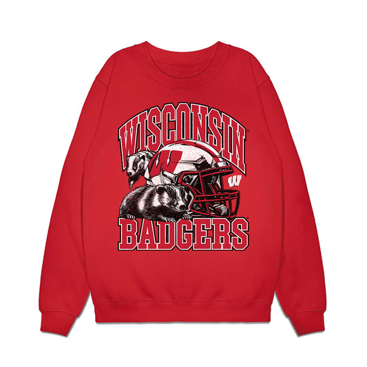 Wisconsin - NCAA Football : Eugene Hilton Jr - Vintage Helmet Premium Crewneck Sweatshirt-0