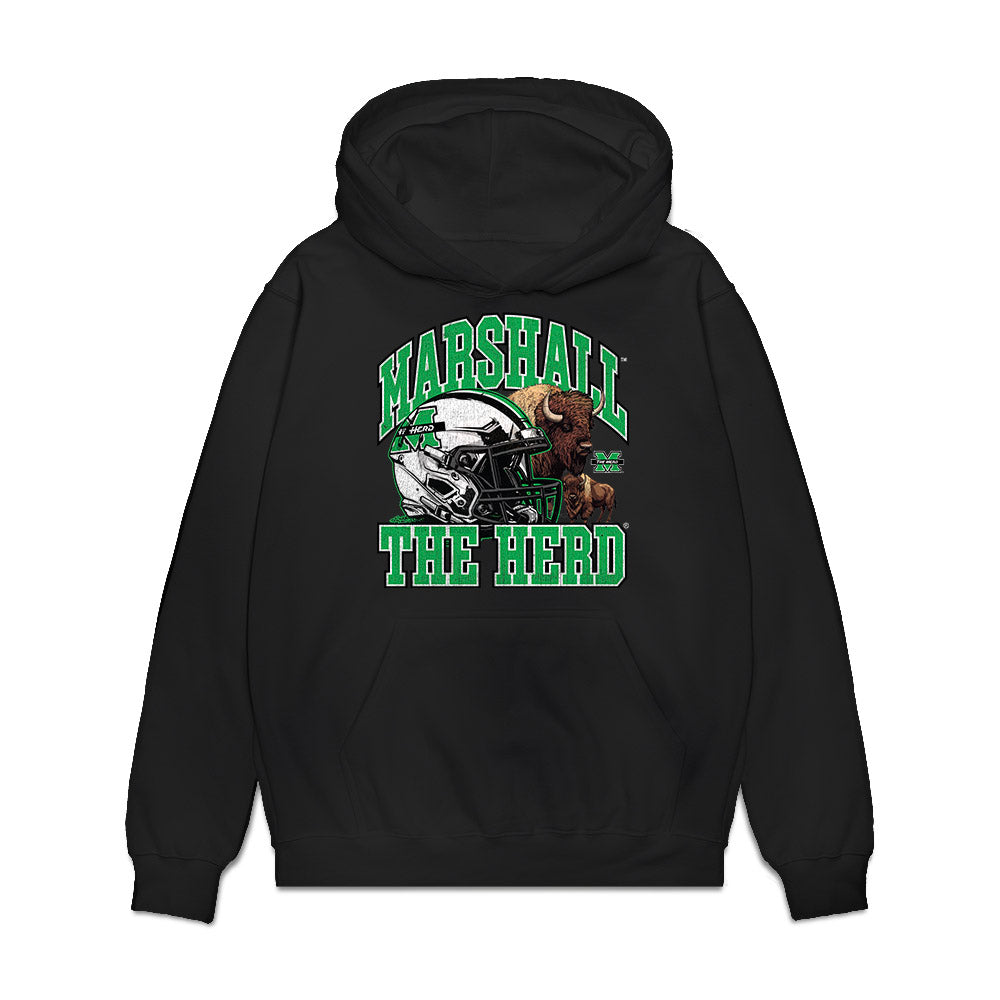Marshall - NCAA Football : Javae Gilmore - Vintage Helmet Premium Hooded Sweatshirt-0