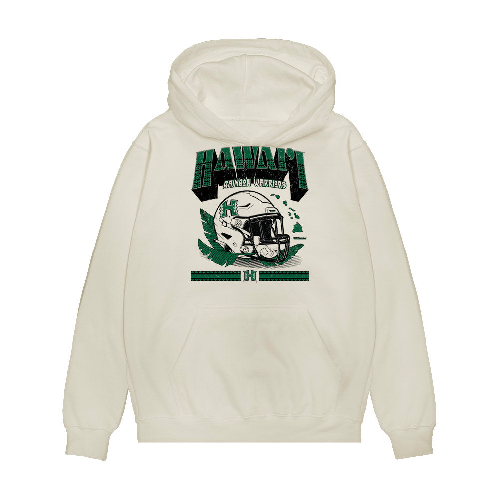 Hawaii - NCAA Football : Pofele Ashlock - Vintage Helmet Premium Hooded Sweatshirt-0