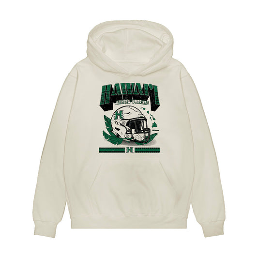 Hawaii - NCAA Football : Hudson Borsari - Vintage Helmet Premium Hooded Sweatshirt-0