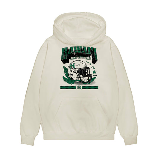 Hawaii - NCAA Football : Spencer Elliott - Vintage Helmet Premium Hooded Sweatshirt-0