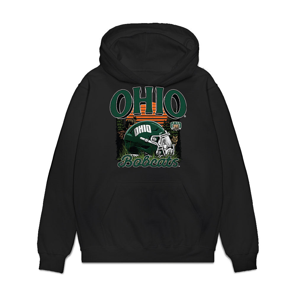 Ohio - NCAA Football : Calvin Moody - Vintage Helmet Premium Hooded Sweatshirt-0