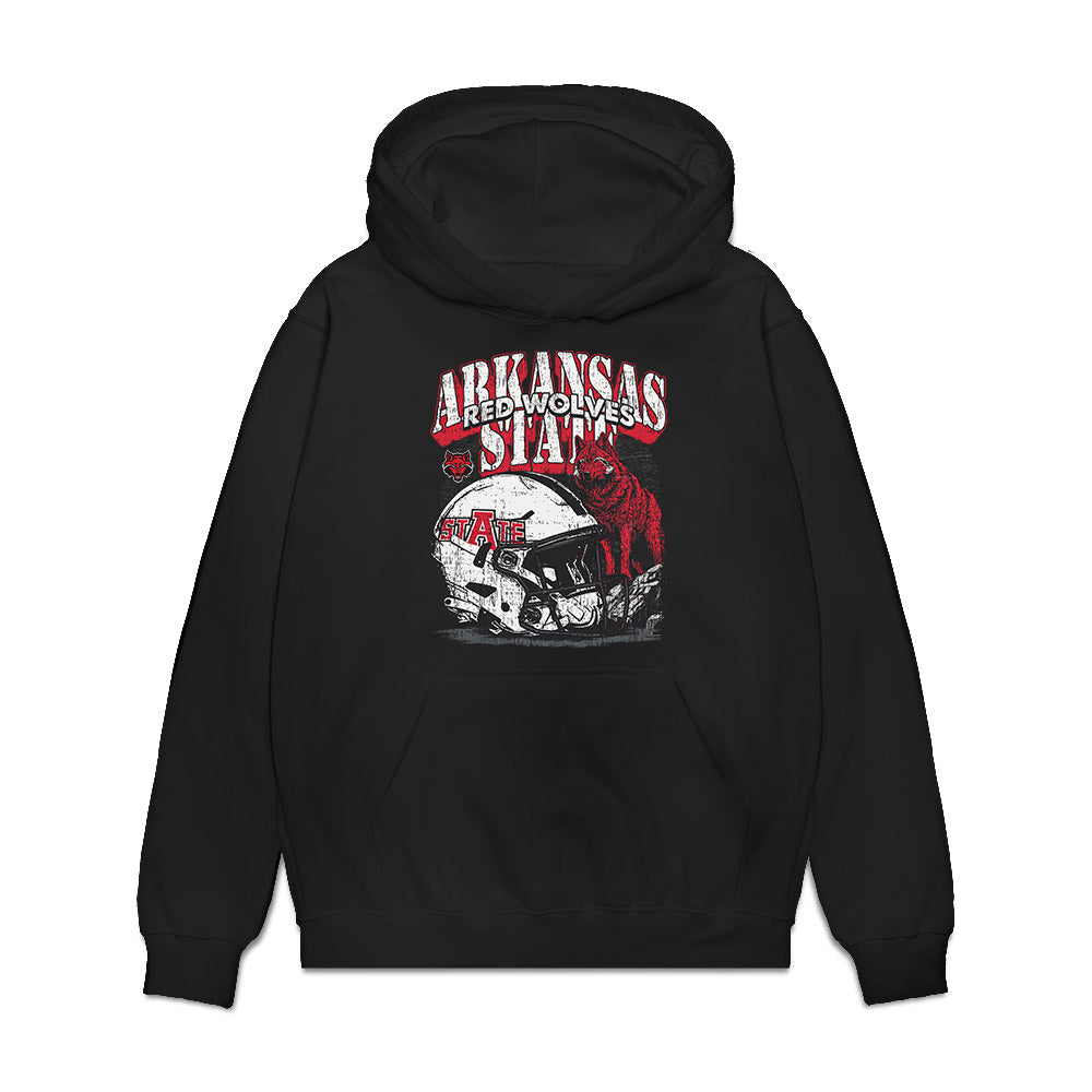 Arkansas State - NCAA Football : Mehki Butler - Vintage Helmet Premium Hooded Sweatshirt-0