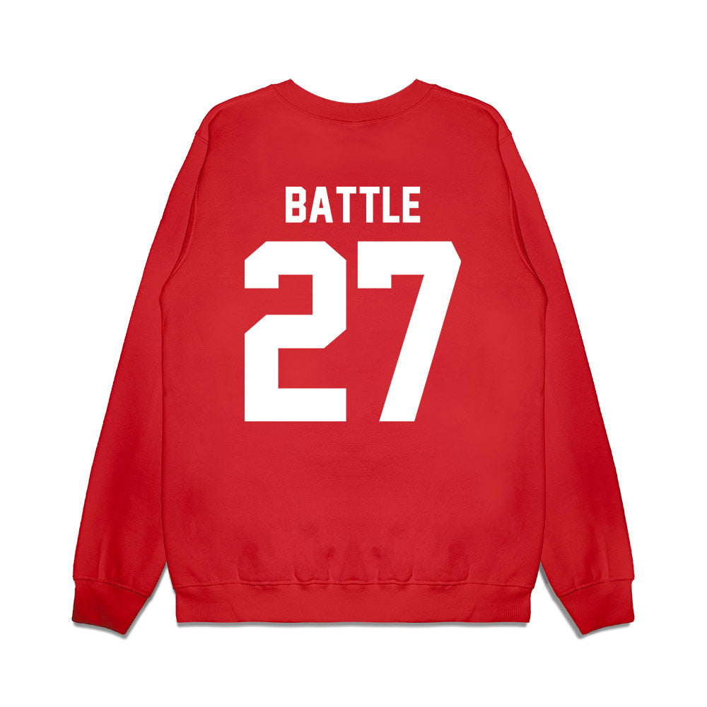 New Mexico - NCAA Football : Kj Battle - Vintage Helmet Premium Crewneck Sweatshirt-1