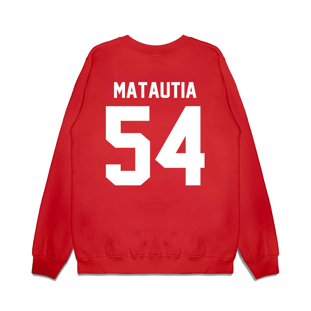 New Mexico - NCAA Football : Jojo Matautia - Vintage Helmet Premium Crewneck Sweatshirt-1