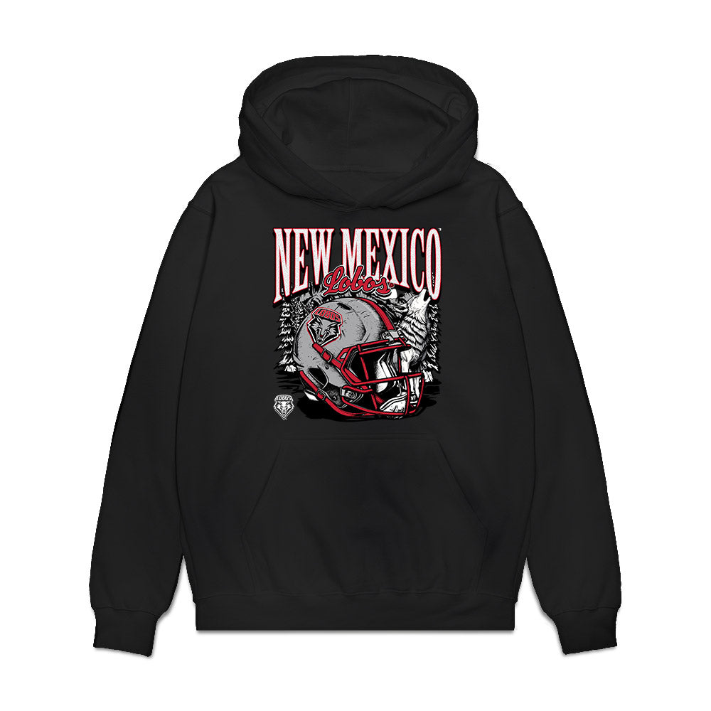 New Mexico - NCAA Football : Marcus Stevens - Vintage Helmet Premium Hooded Sweatshirt-0
