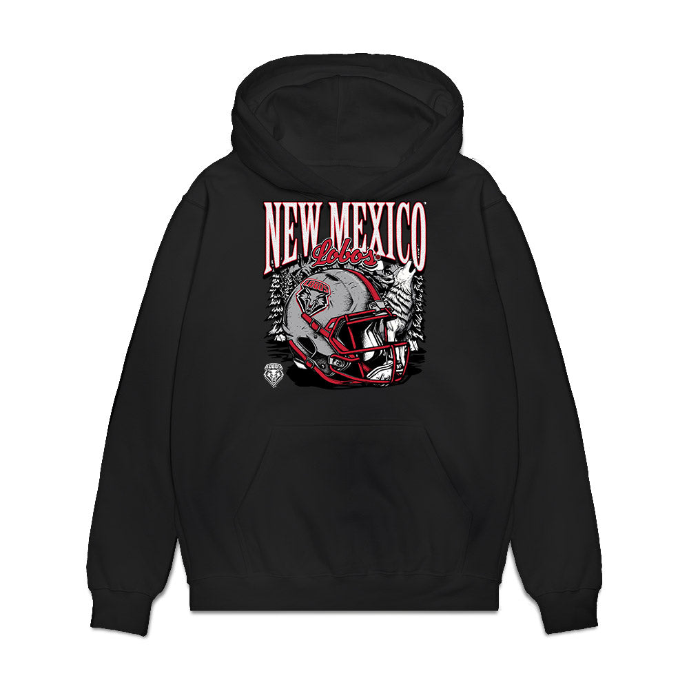 New Mexico - NCAA Football : Broden Schmidt - Vintage Helmet Premium Hooded Sweatshirt-0