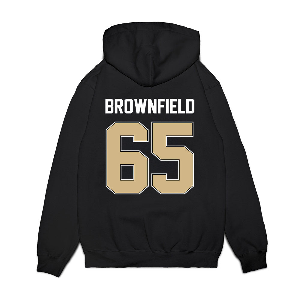 Purdue - NCAA Football : Brock Brownfield - Vintage Helmet Premium Hooded Sweatshirt-1