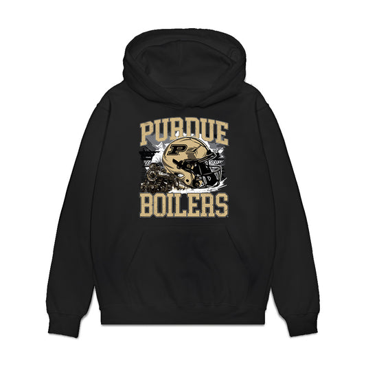 Purdue - NCAA Football : Keyshawn Burgos - Vintage Helmet Premium Hooded Sweatshirt-0