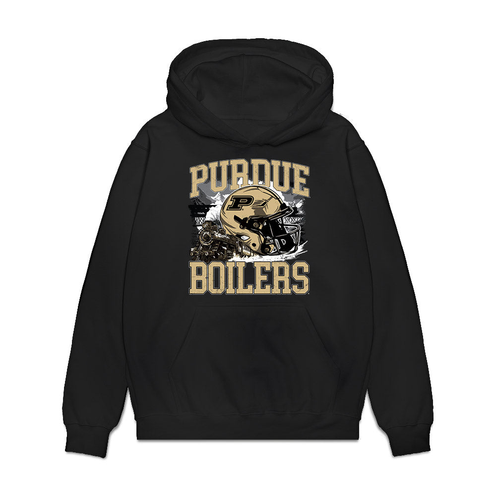 Purdue - NCAA Football : Dee Newsome - Vintage Helmet Premium Hooded Sweatshirt-0