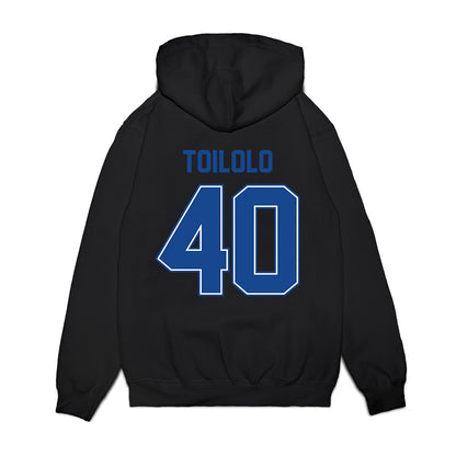 Boise State - NCAA Football : De'Shawn Toilolo - Vintage Helmet Premium Hooded Sweatshirt-1
