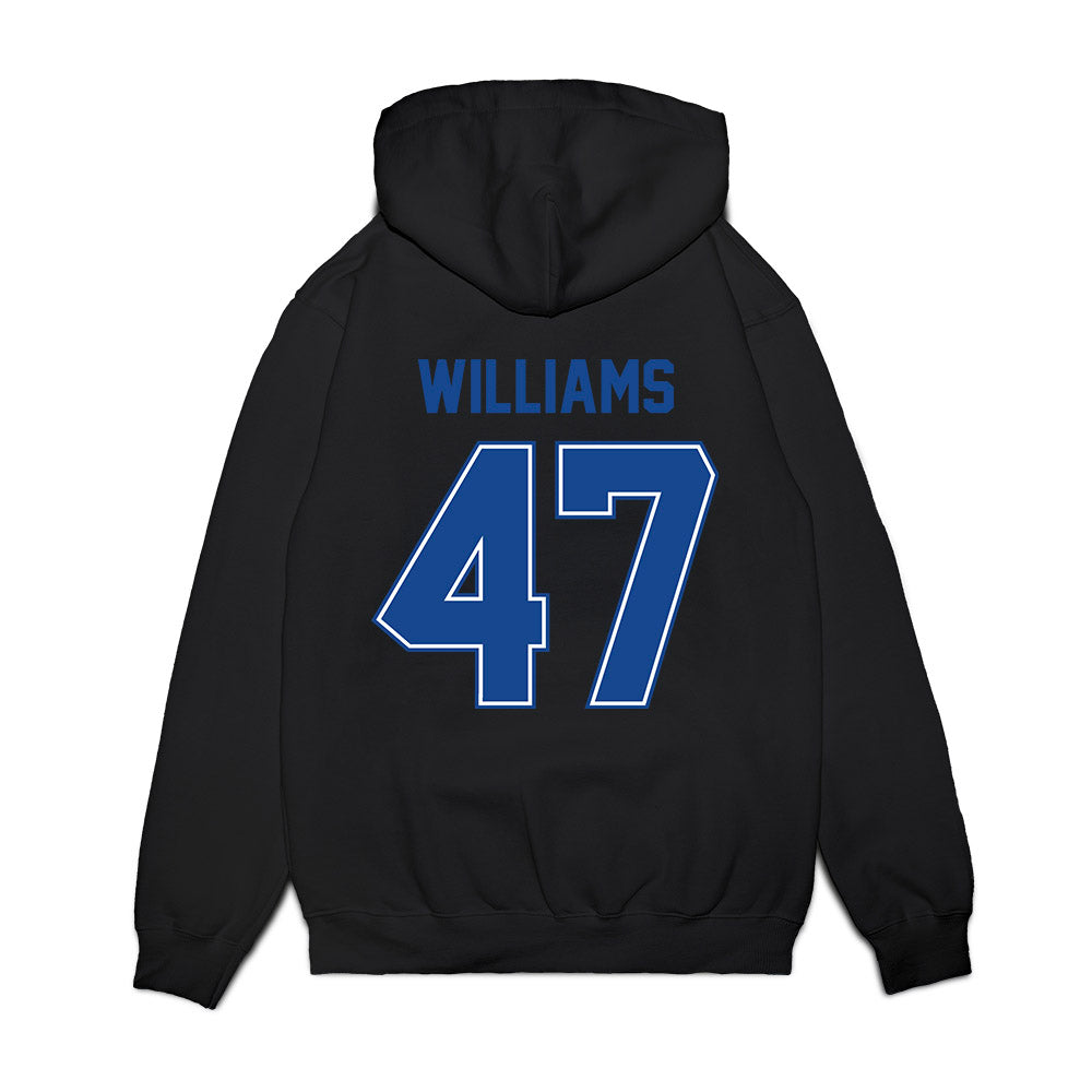 Boise State - NCAA Football : Jacob Williams - Vintage Helmet Premium Hooded Sweatshirt-1