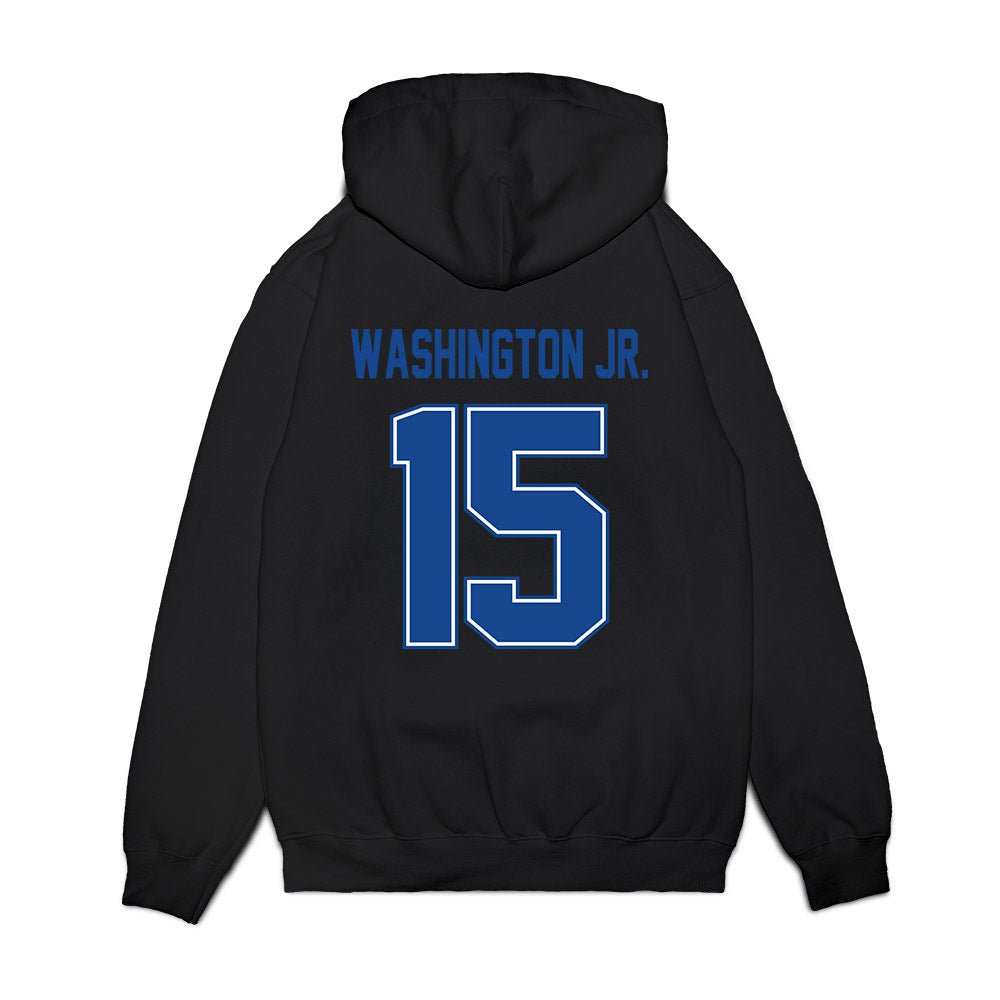 Boise State - NCAA Football : JeRico Washington Jr. - Vintage Helmet Premium Hooded Sweatshirt-1