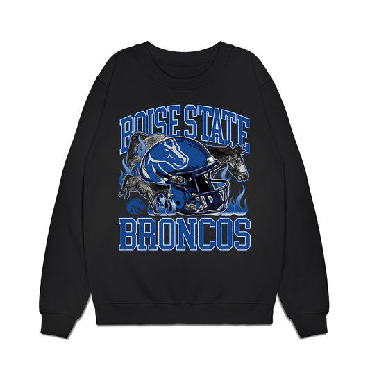 Boise State - NCAA Football : Keilan Chavies - Vintage Helmet Premium Crewneck Sweatshirt-0