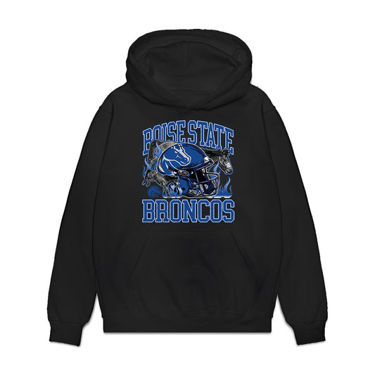 Boise State - NCAA Football : Rocky Dunn - Vintage Helmet Premium Hooded Sweatshirt-0