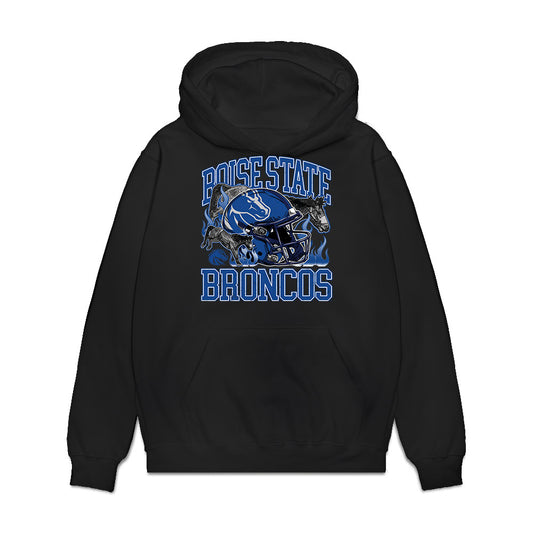 Boise State - NCAA Football : Terrious Favors - Vintage Helmet Premium Hooded Sweatshirt-0