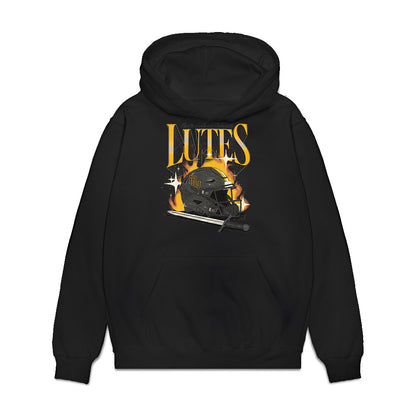 PLU - NCAA Football : Evan Harvey - Vintage Helmet Premium Hooded Sweatshirt-0