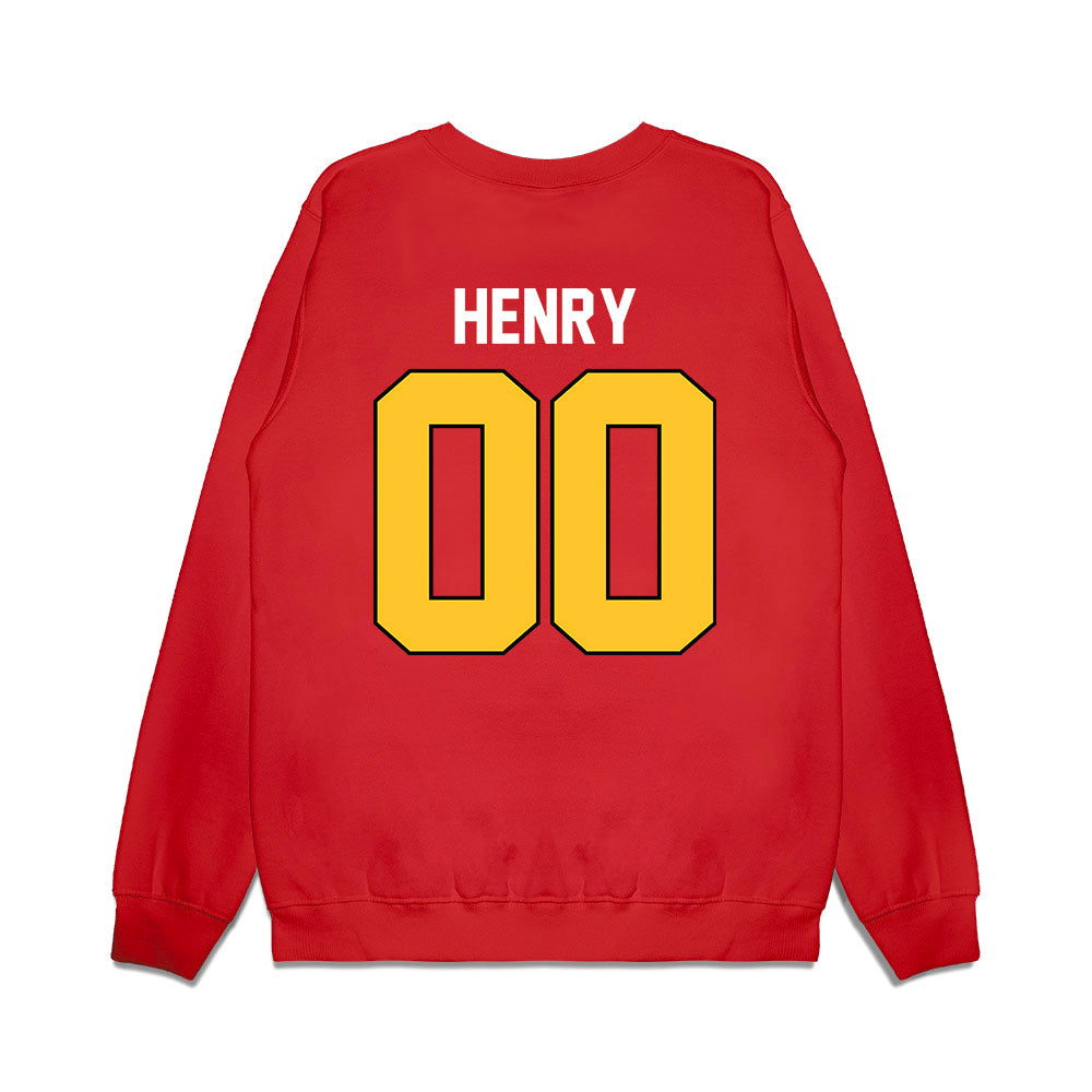 Ferris State - NCAA Football : Harkym Henry - Vintage Helmet Premium Crewneck Sweatshirt-1