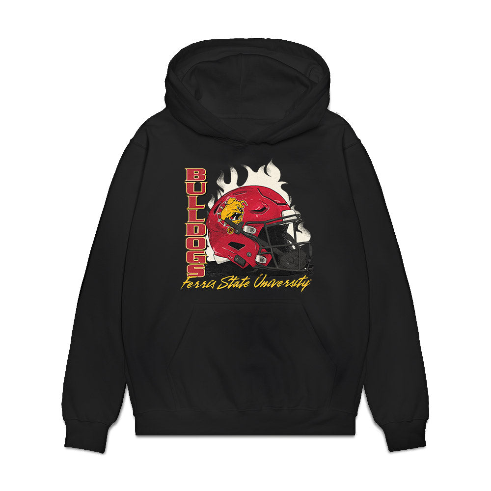 Ferris State - NCAA Football : Cory Pecynski - Vintage Helmet Premium Hooded Sweatshirt-0