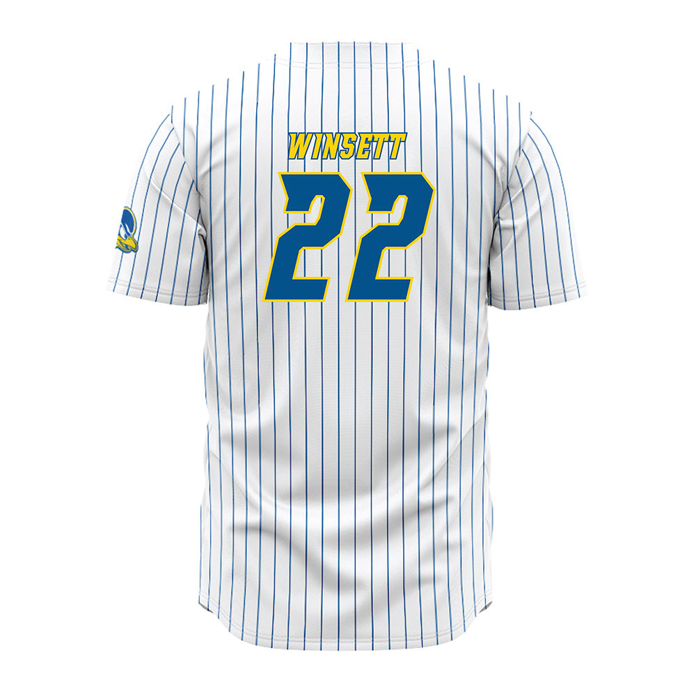 Delaware - NCAA Baseball : Sam Winsett - White Pinstripe Jersey-1