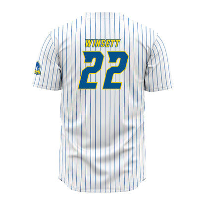 Delaware - NCAA Baseball : Sam Winsett - White Pinstripe Jersey-1