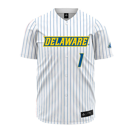 Delaware - NCAA Baseball : Timothy Hitchcock - White Pinstripe Jersey-0