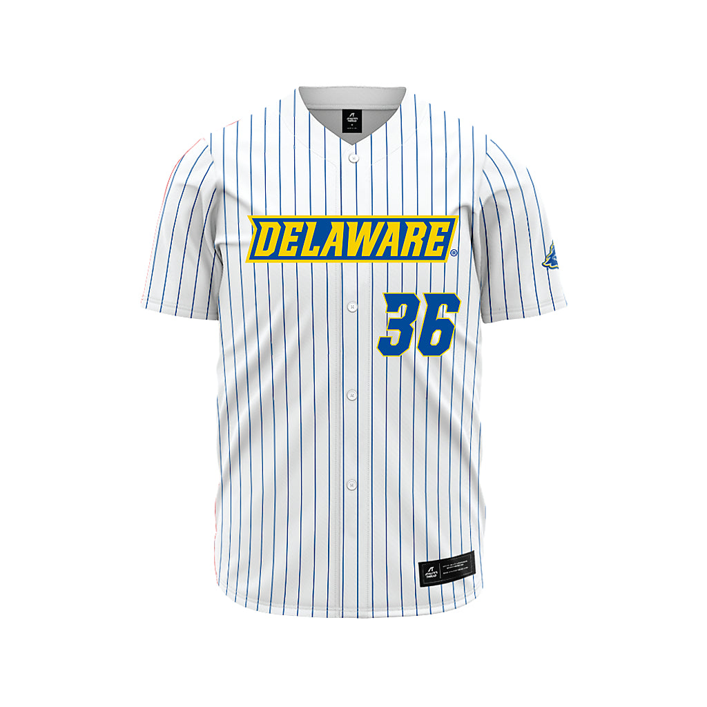 Delaware - NCAA Baseball : Ben Moyzan - White Pinstripe Jersey-0