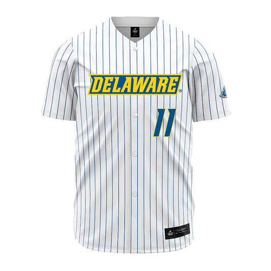 Delaware - NCAA Baseball : Luke Lambert - White Pinstripe Jersey-0