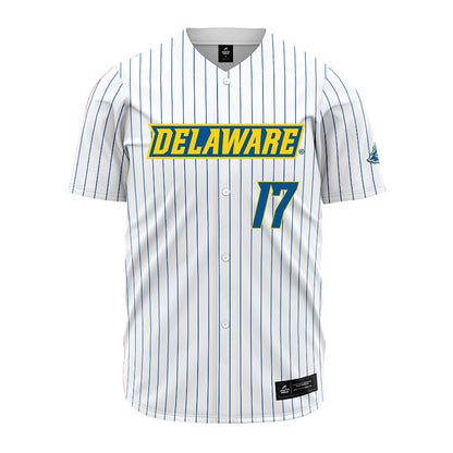 Delaware - NCAA Baseball : Noah Burroughs - White Pinstripe Jersey-0
