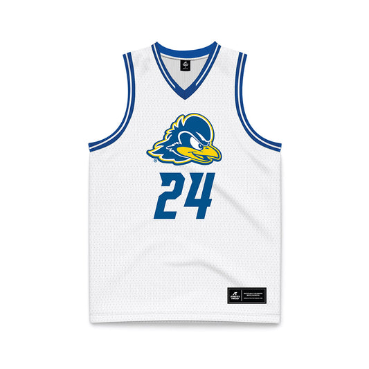 Delaware - NCAA Men's Basketball : Favour Egbuna - White Basketball Jersey-0