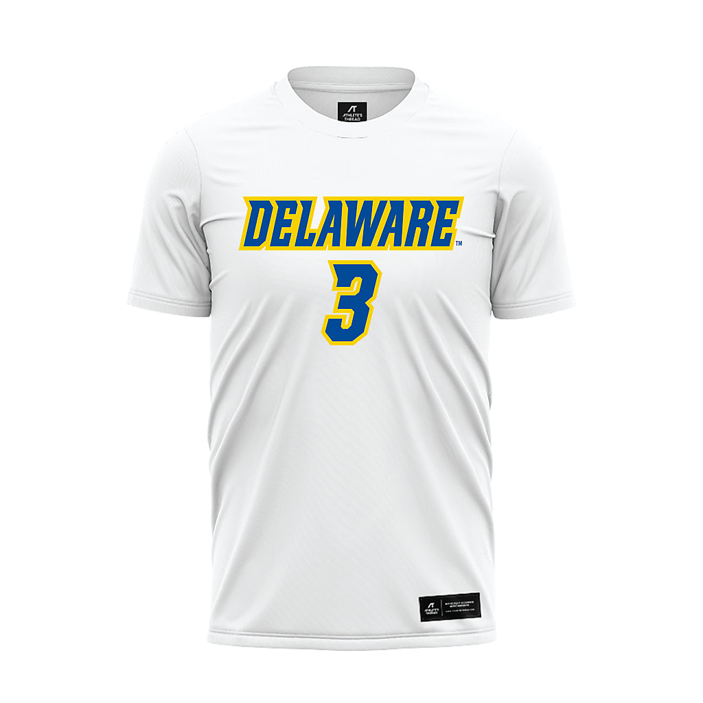 Delaware - NCAA Men's Soccer : Jan Schroeder - White Soccer Jersey-0